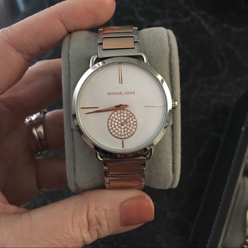 Michael Kors rose gold and silver watch